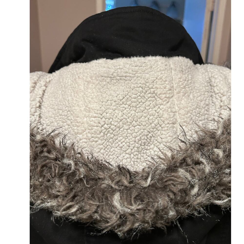 Glamisa Black Winter Coat Faux Fur Size Large - Picture 10 of 12
